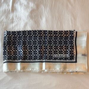Coach Midnight Blue and Ivory Silk Scarf
